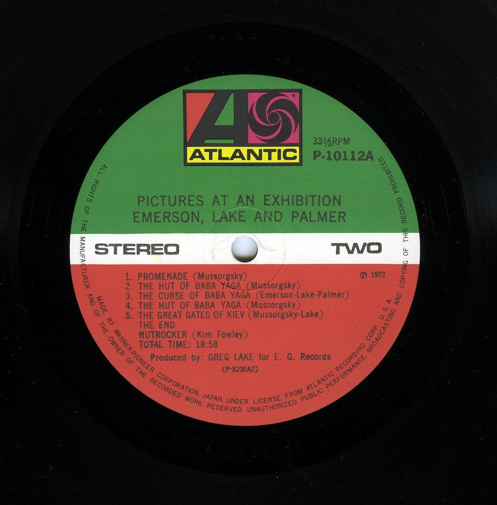 Emerson, Lake and Palmer Pictures At An Exhibition [lp label b jpn]